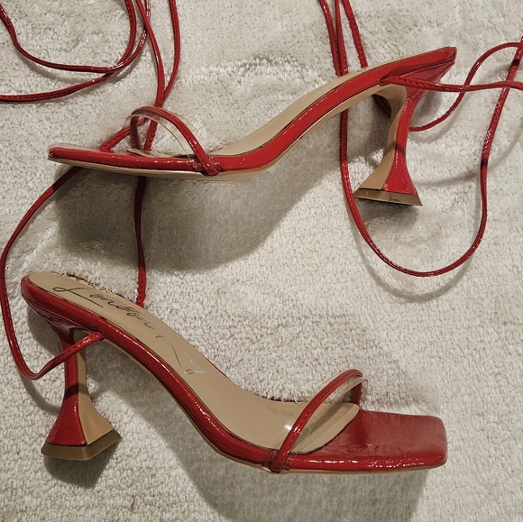 London Rag Red Strappy Sandals Heels Size 9 Y2K 90s Coquette Girl Preppy - Picture 4 of 12